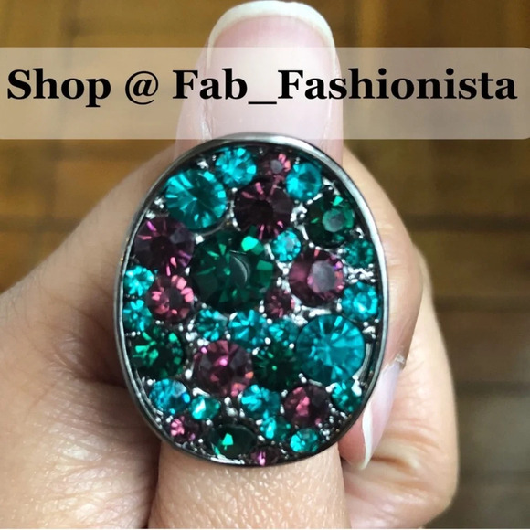 Gemstone Oval Stretch Statement Ring - Picture 7 of 10